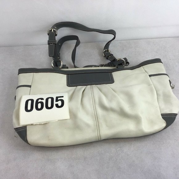 Coach A1072-f13759 White/Grey Leather Shoulder Bag - Picture 1 of 7